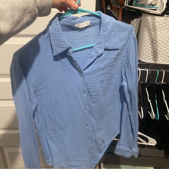 Socialite Tie Front Button Down Gauze Top - Picture 6 of 8